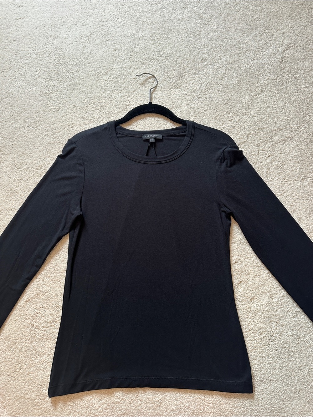 rag & bone Black Long Sleeve Crewneck Tee
